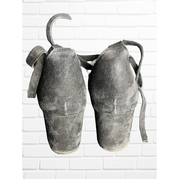 Fly London Women's Size 38 D'Orsay Block Heels Black Suede‎ Ankle Lace Tie Up - Picture 9 of 12